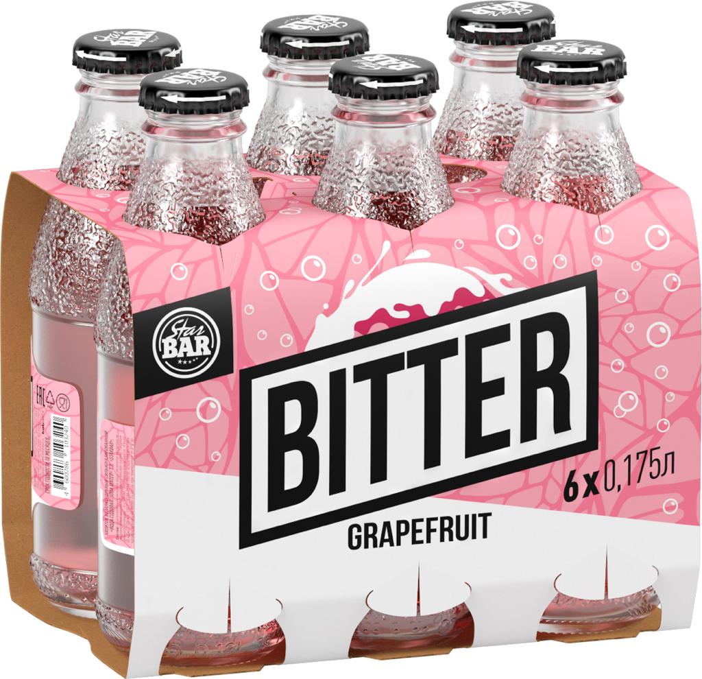 Газированный напиток STARBAR Биттер Грейпфрут 0.175 л., стекло, 6 шт.