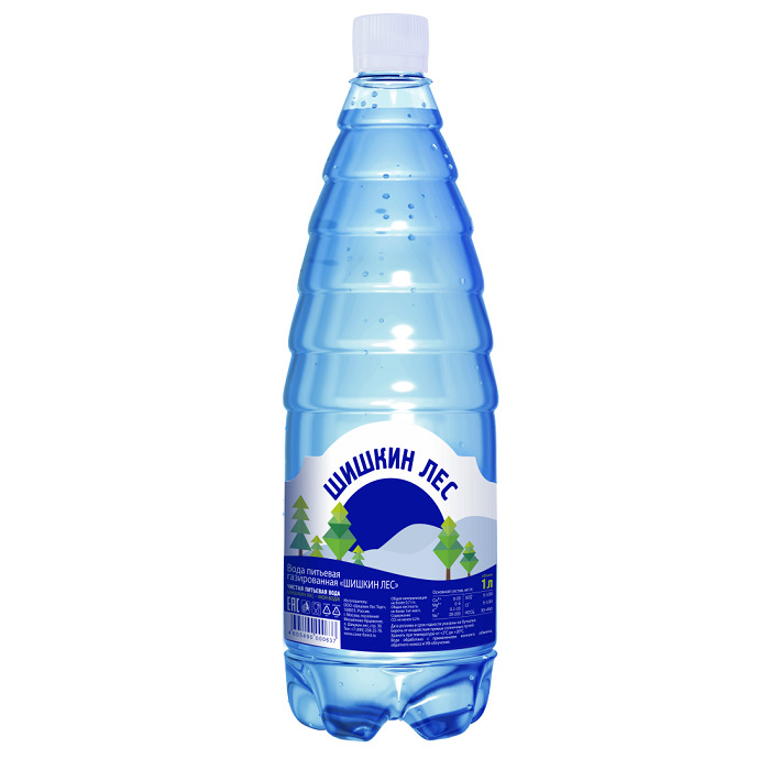 Вода "Шишкин лес" 1 литр, газ, пэт, 6 шт. в уп.